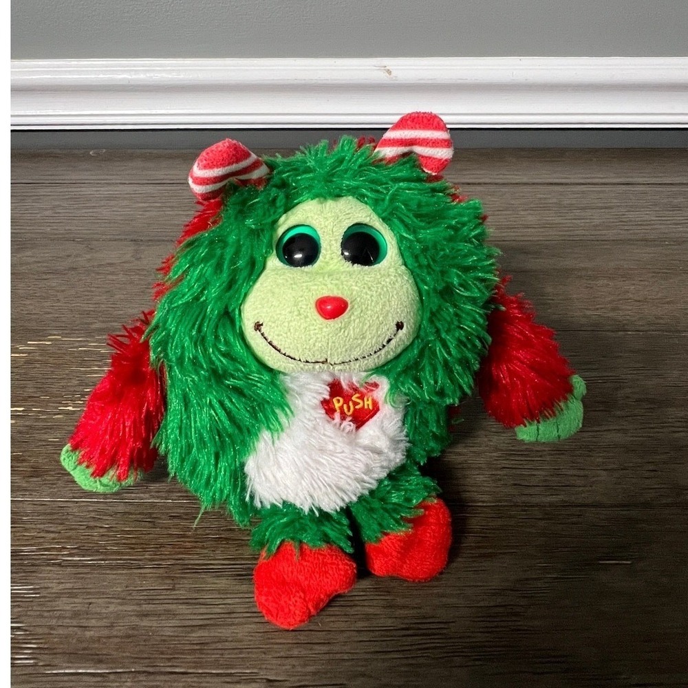 Ty Beanie Ballz Monstaz Holly Christmas Plush Green Red Monster Talking Toy 2014